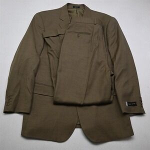 NEW Albert Nipon 44R 34x30 Tan Brown 100% Wool Mens Jacket Pants Suit